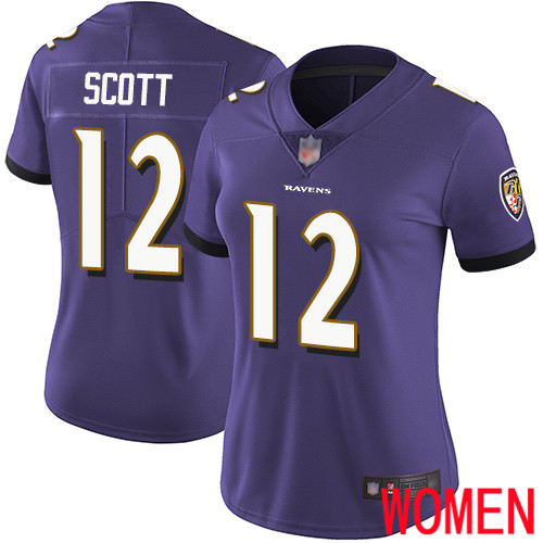 Baltimore Ravens Limited Purple Women Jaleel Scott Home Jersey NFL Football 12 Vapor Untouchable